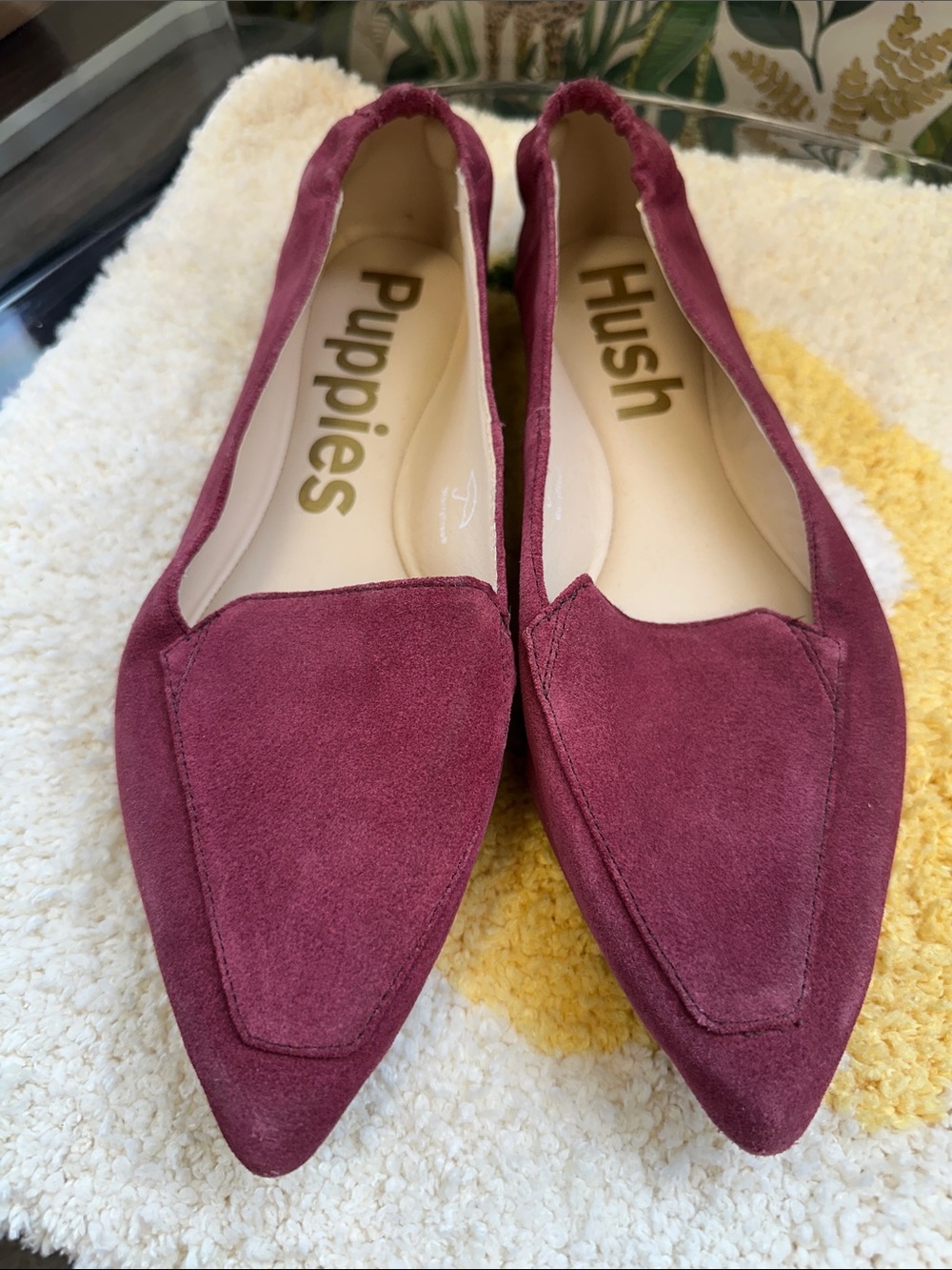 Hush Puppies Women's Wine Suede Pointed Toe Flats